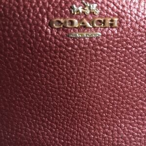 Coach Red Leather Wallet with Textured Finish